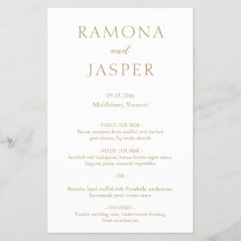 Cardápio de Casamento Simples Dourado Moderno e Ou
