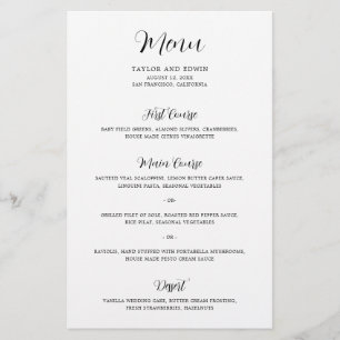 Cardápio de casamento simples e moderno preto e br