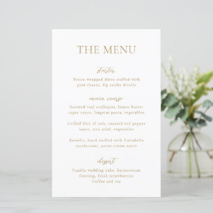 Cardápio de Casamento Simples em Ouro Moderno