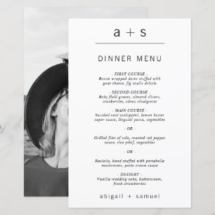 Cardápio de Casamento Simples Fotografia Monograma