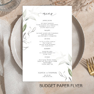 Cardápio de casamento simples minimalista com vege