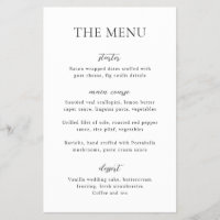 Cardápio de Casamento Simples Preto e Branco com O
