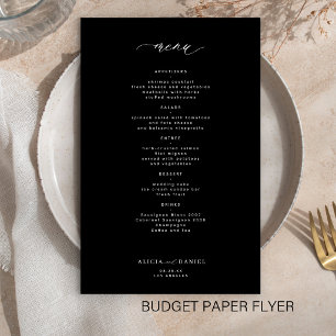 Cardápio de casamento simples preto e branco dentr