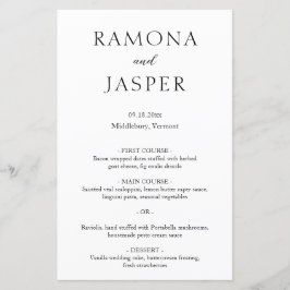Cardápio de Casamento Simples Preto e Branco Moder