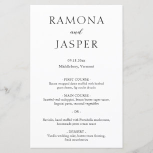 Cardápio de Casamento Simples Preto e Branco Moder
