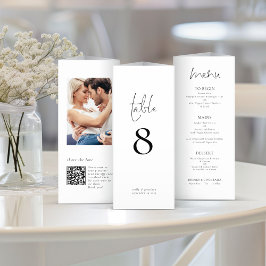 Cardápio de Casamento Trifold de QR com Foto Moder
