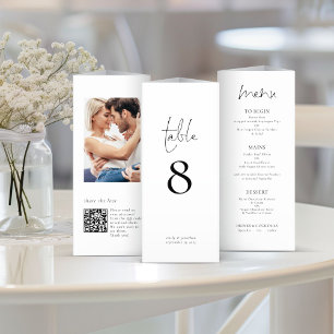 Cardápio de Casamento Trifold de QR com Foto Moder