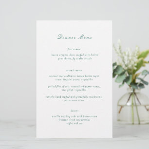 Cardápio de Casamento Verde Esmeralda Elegante e L