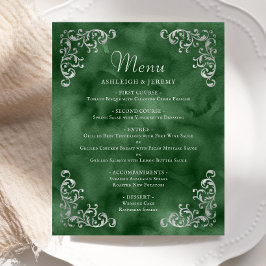 Cardápio de Casamento Vintage em Verde Esmeralda c
