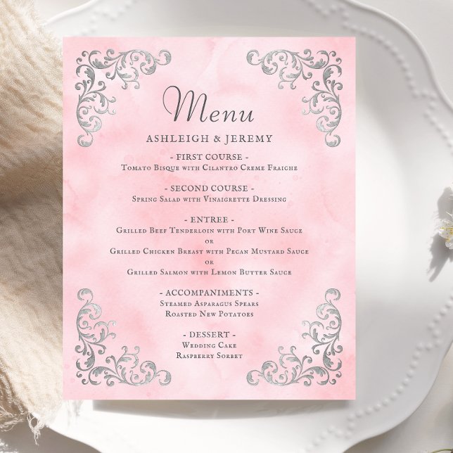 Cardápio de Casamento Vintage Rosa Bege Orçamento  (Criador carregado)