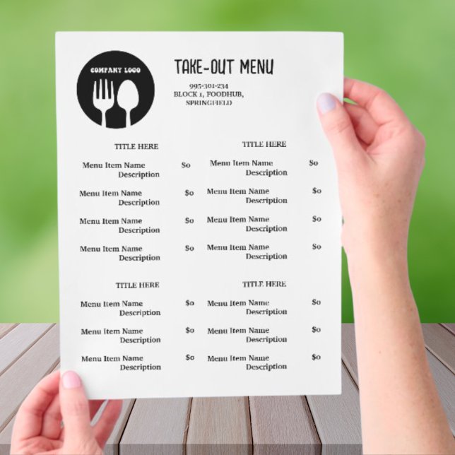 Cardápio de Delivery do Restaurante Preto e Branco (Criador carregado)