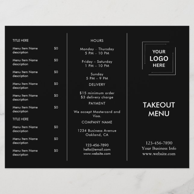 Cardápio de Entrega de Restaurante com Logotipo Co (Frente)