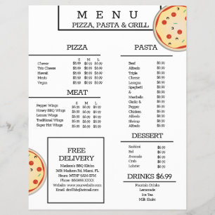 Cardápio de Espaguete de Restaurante Simples de Pi
