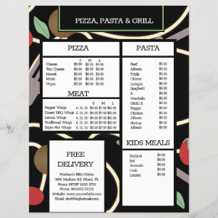 Cardápio de Espaguete do Restaurante Pizza e Massa