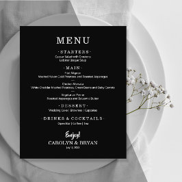 Cardápio de Jantar de Noivado Simples Elegante Pre