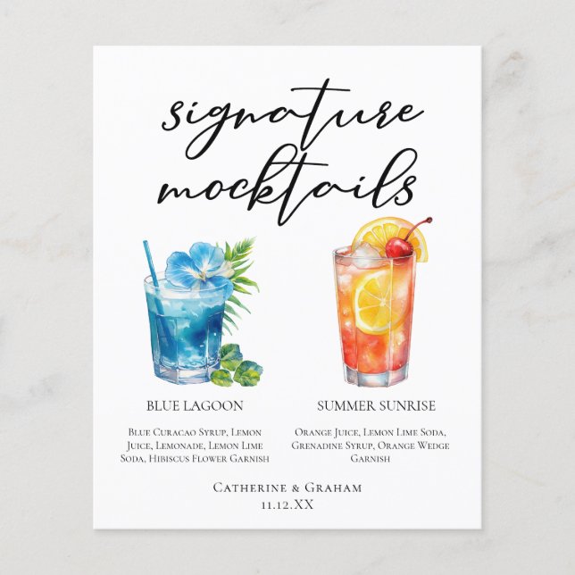 Cardápio de Mocktails Blue Lagoon Summer Sunrise (Frente)