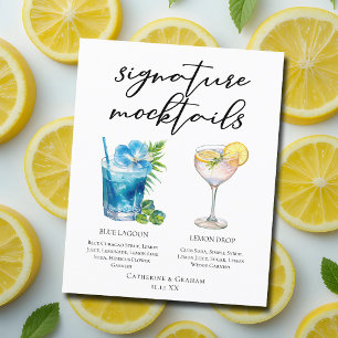 Cardápio de Mocktails de Noiva com Blue Lagoon e L