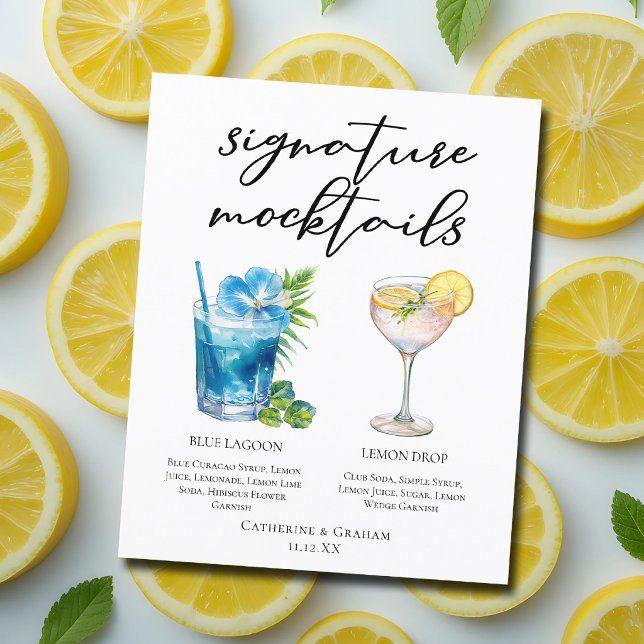 Cardápio de Mocktails de Noiva com Blue Lagoon e L (Criador carregado)