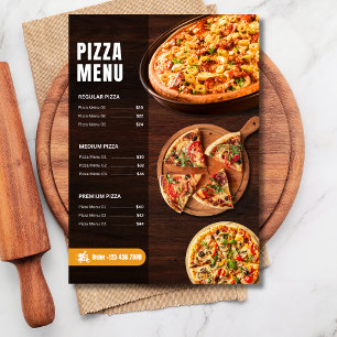 Cardápio de Pizza Editável Menu de pizzaria Restau