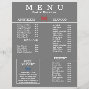Cardápio de Restaurante de Frutos do Mar Grelhados