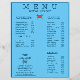 Cardápio de Restaurante de Mariscos Grelhados Mini