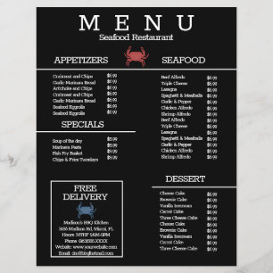 Cardápio de Restaurante de Mariscos Grelhados Mini