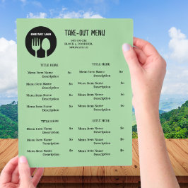 Cardápio de Take Out de Restaurante Verde e Preto