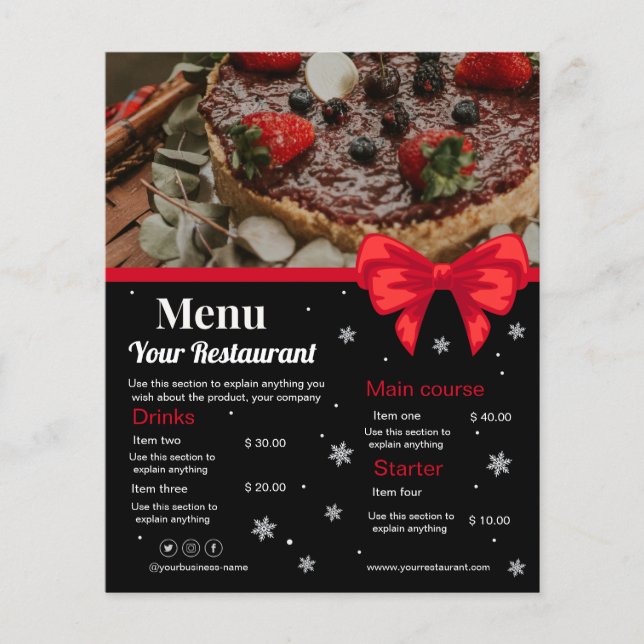 Cardápio personalizado de restaurante | Menu de fo (Frente)
