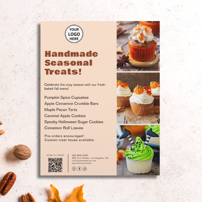 Cardápio Sazonal de Padaria Logotipo Personalizado (Bakery Seasonal Menu Custom Logo Business Flyer)