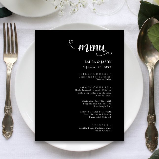 Cardápios de Casamento Rústicos com Caligrafia Sim (Simple calligraphy rustic wedding menus bring warm charm to your intimate celebration.)