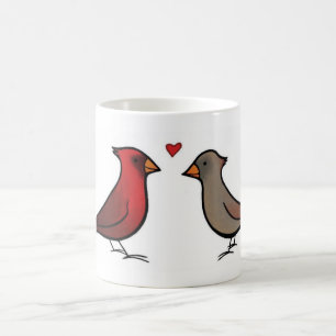 Cardeais na caneca do amor