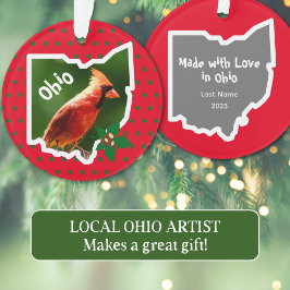 Cardeal de Natal do Orgulho Ohio e Ornamento de Bu