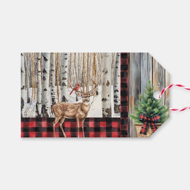 Cardeal de Natal e Etiqueta de presente de veado (Frente (horizontal))