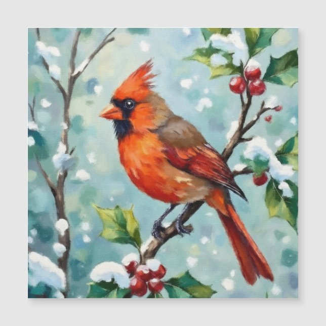 Cardeal de Natal em um Ramo Holly (Frente)