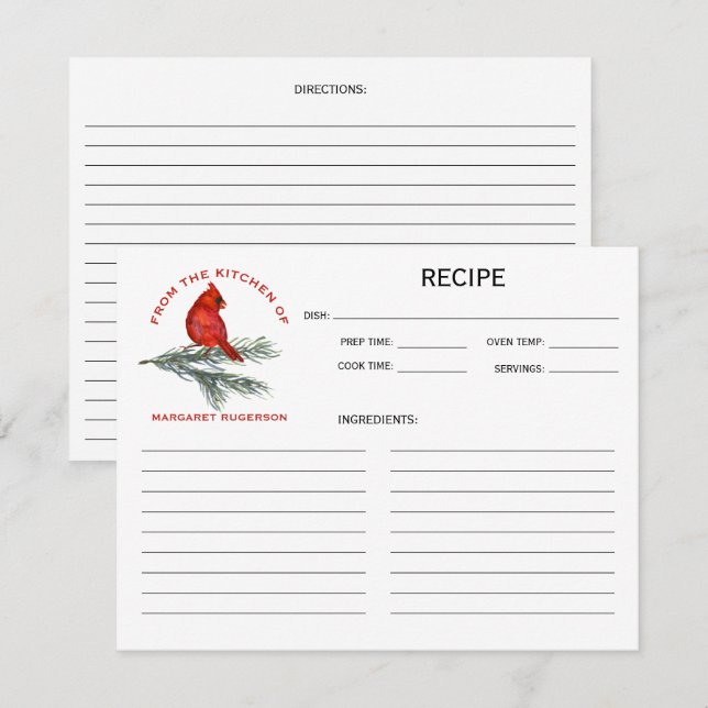 Cardeal em Pine Branch, da Cozinha de (Frente/Verso)