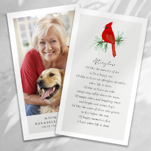 Cardeal Foto Funeral Favor Memorial Card