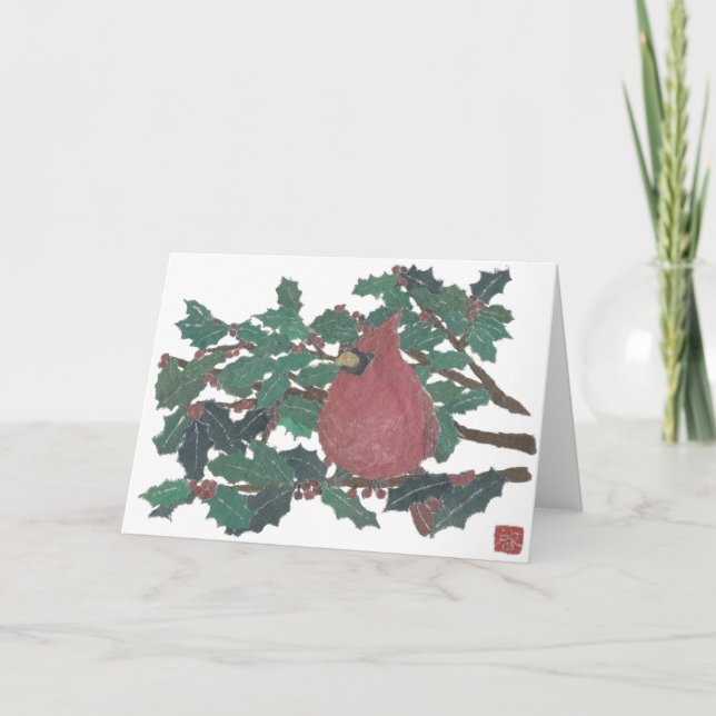 Cardeal, Holly Tree, Cartões de natal Card (Frente)
