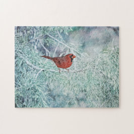 Cardeal Vermelho na Quebra-cabeça de Arte das Árvo