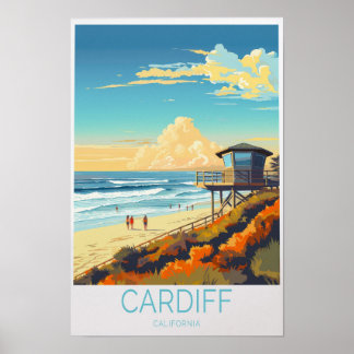 Cardiff California Poster de viagens, Cardiff Surf