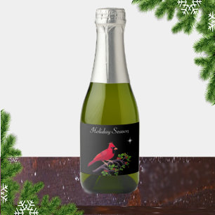 Cardinal em etiqueta de vinho espumante de Natal p
