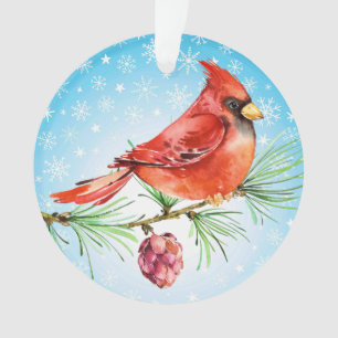 Cardinal - Enfeite de Pássaro Vermelho
