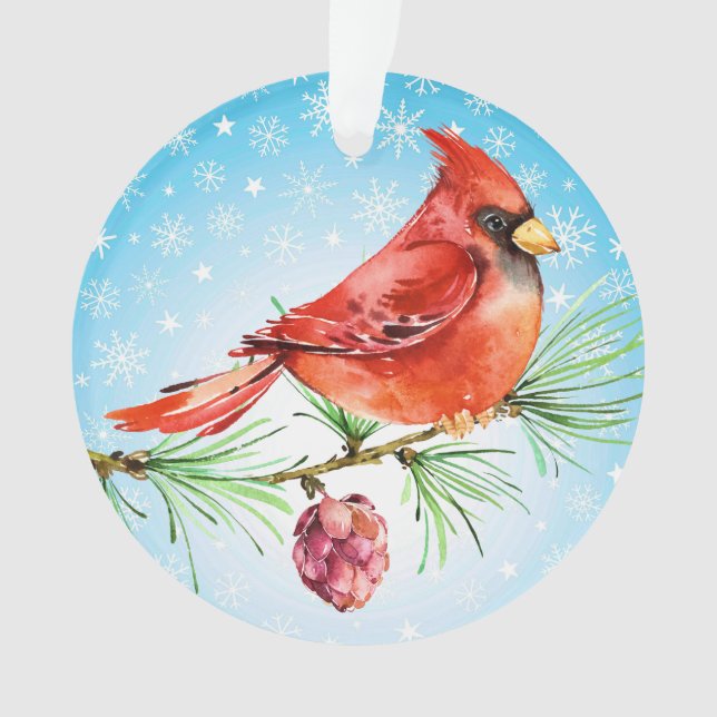 Cardinal - Enfeite de Pássaro Vermelho (Frente)