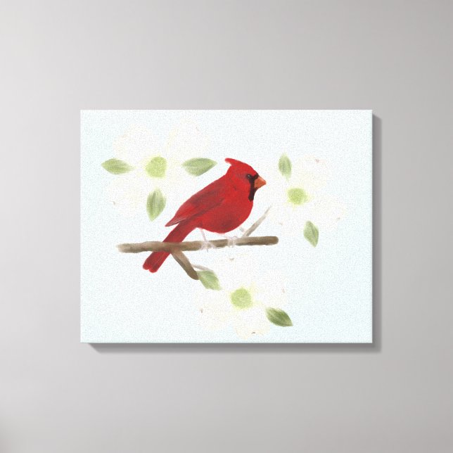 Cardinho e Canvas de Aquarela de Dogwood (Frente)