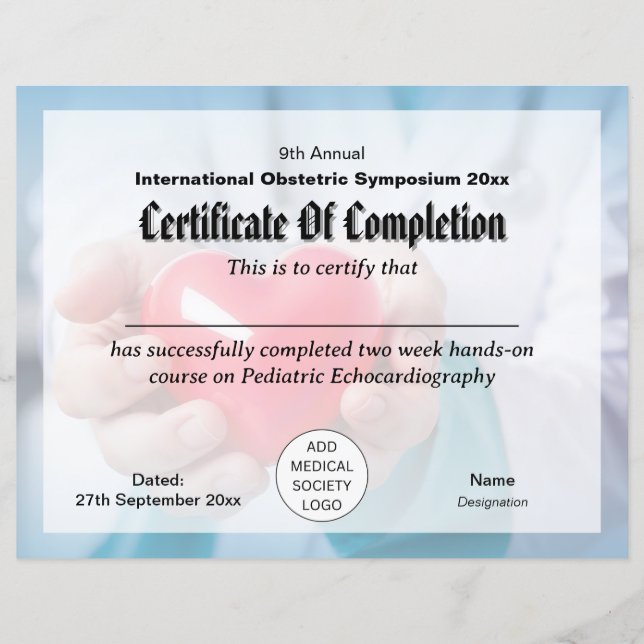 Cardiologia Certificado de Conferência Cardiotorác (Frente)
