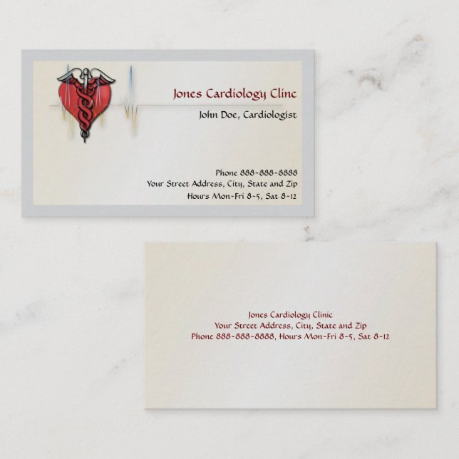 Cardiologista Cartão de visita (Frente/Verso)