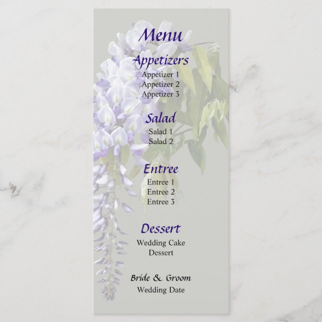 Cardo e Folhas Menu de Casamento (Frente)