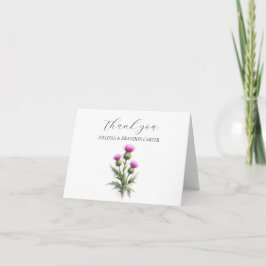 Cardo Violeta Floral Escocês Agradecimento Casamen