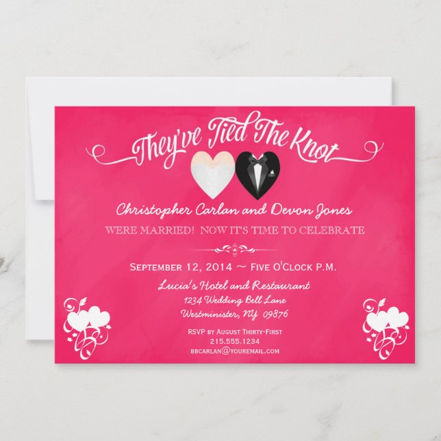 Cargo que Wedding o convite cor-de-rosa na moda do (Frente)