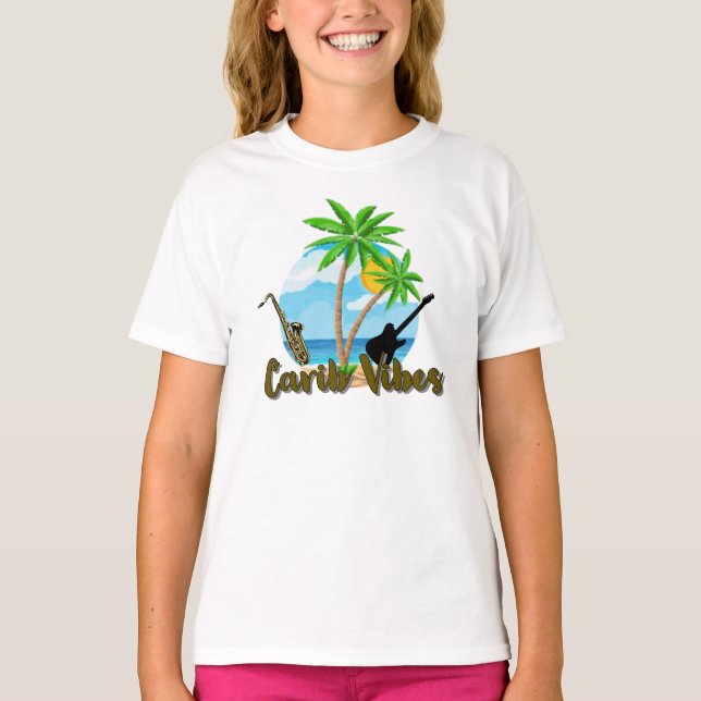 Carib Vibes - Camiseta Básica para Crianças (Frente)