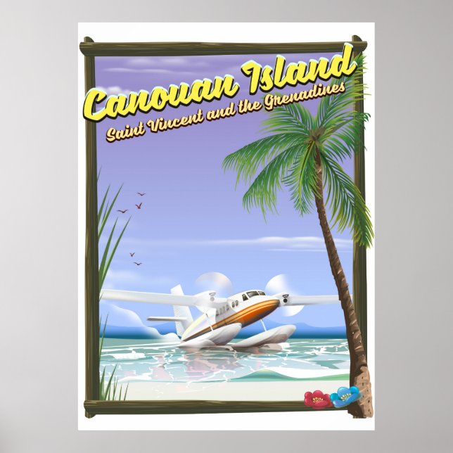 Caribe, poster do paraíso das ilhas Canouan. (Frente)